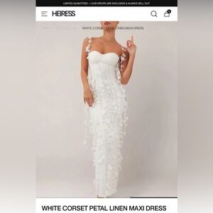 Heiress Beverly Hills- WHITE CORSET PETAL LINEN MAXI DRESS